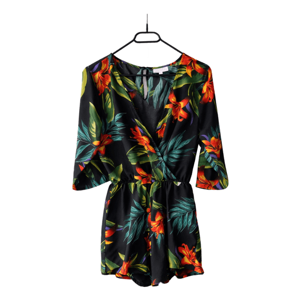 Dancing Leopard floral romper women's size XL