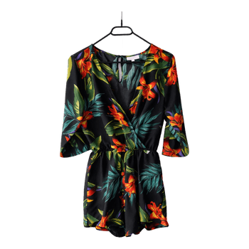 Dancing Leopard floral romper women's size XL