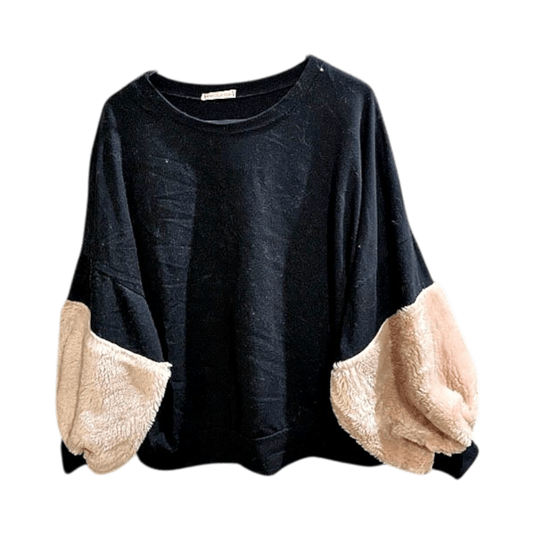 Black Sweater with Beige Sleeves