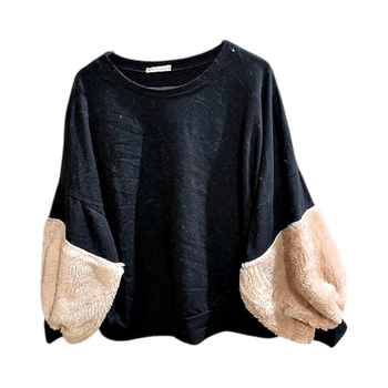 Black Sweater with Beige Sleeves