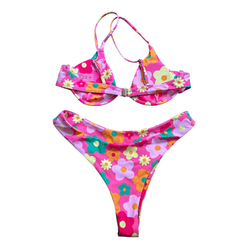 Pink floral bikini set