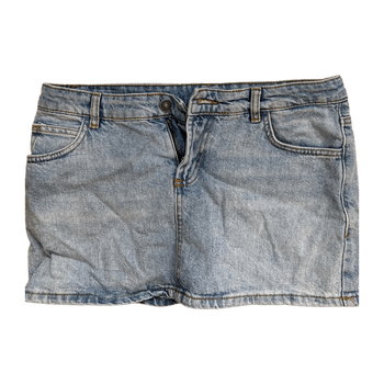 Subdued Light blue denim mini skirt