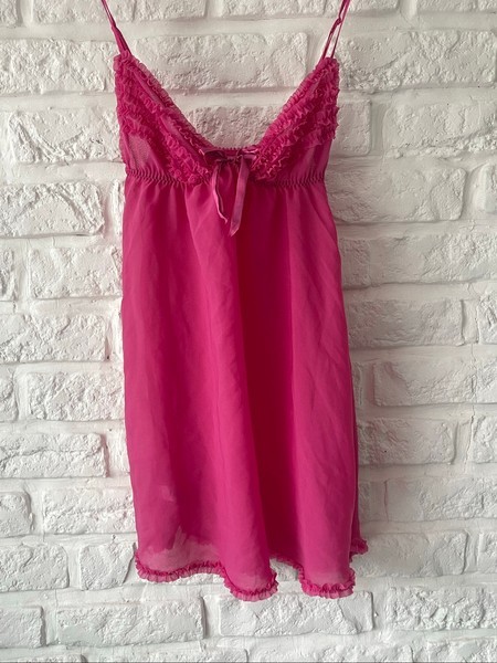 Pink ruffled nightdress
