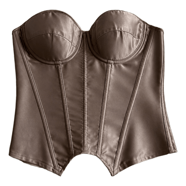 Brown satin corset top