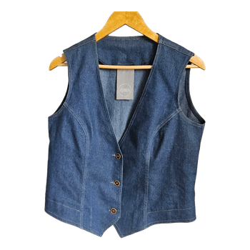 Stianna denim vest waistcoat blue y2k vintage boho western minimalist smart casual L XL