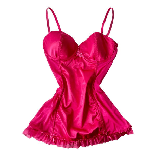 Pink satin babydoll