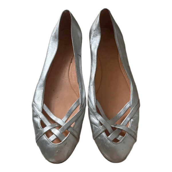 Sergio Rossi silver leather ballerinas