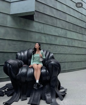 Green gingham dress set