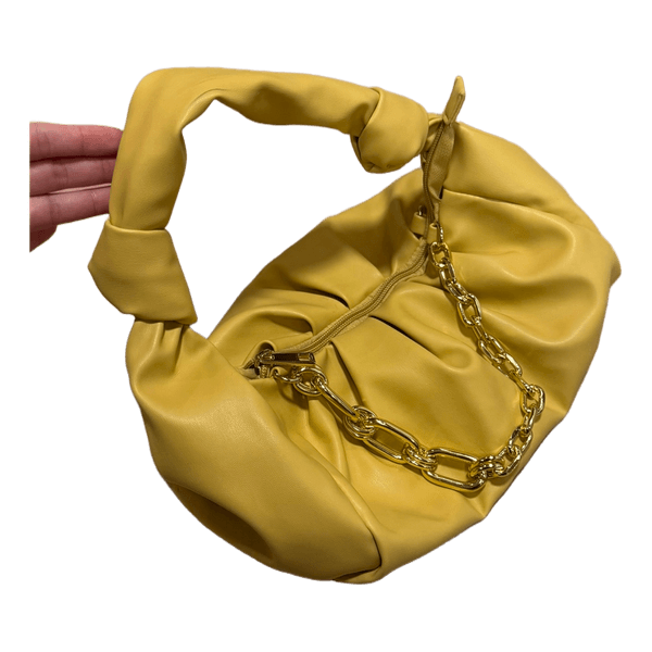 Yellow gathered handbag