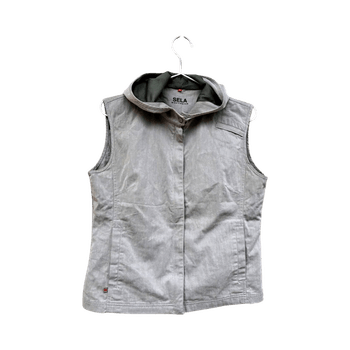 Light gray sleeveless hooded vest