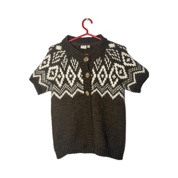 Patterned short-sleeve sweater