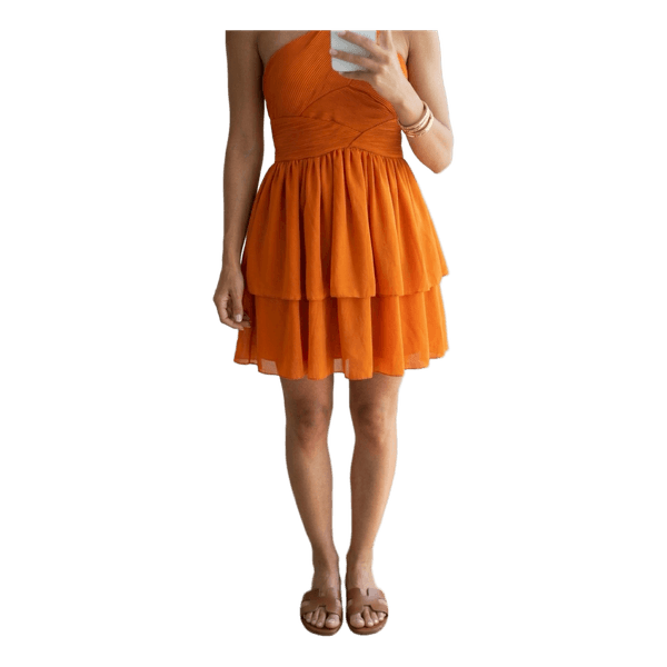 Orange tiered mini dress