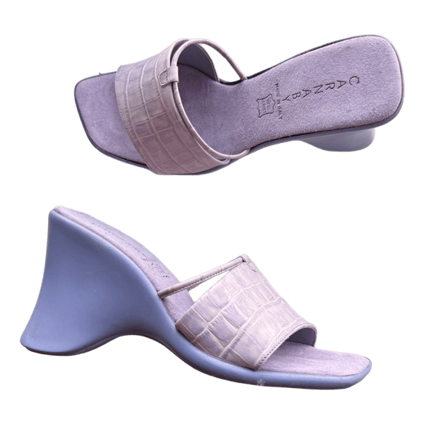 Lilac leather wedge sandals