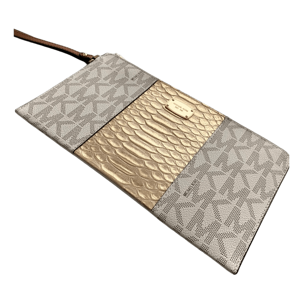 Iltalaukku, clutch, pikkulaukku, Michael Kors, kulta, kerma