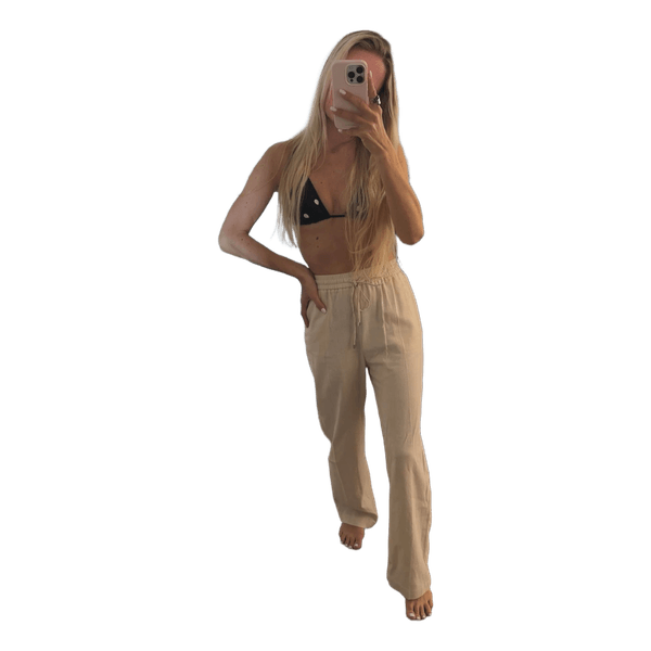 Linen-blend straight pants
