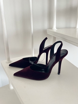 Dark wine-red velvet heels