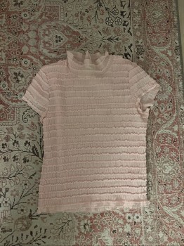 Pink textured mock neck