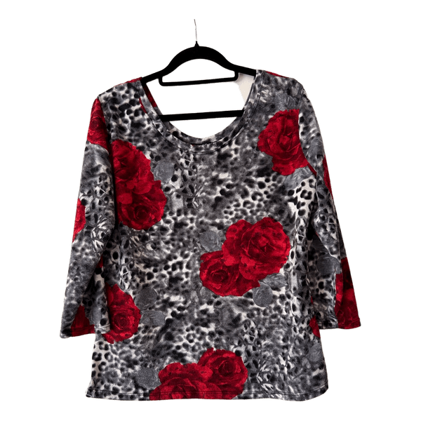Red rose print top