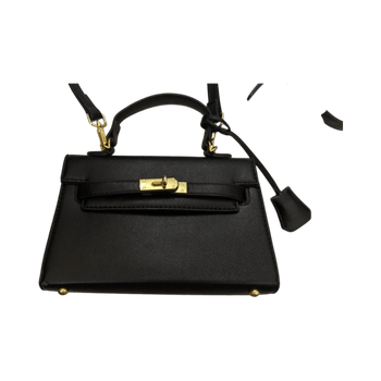 Musta nahkainen olkalaukku