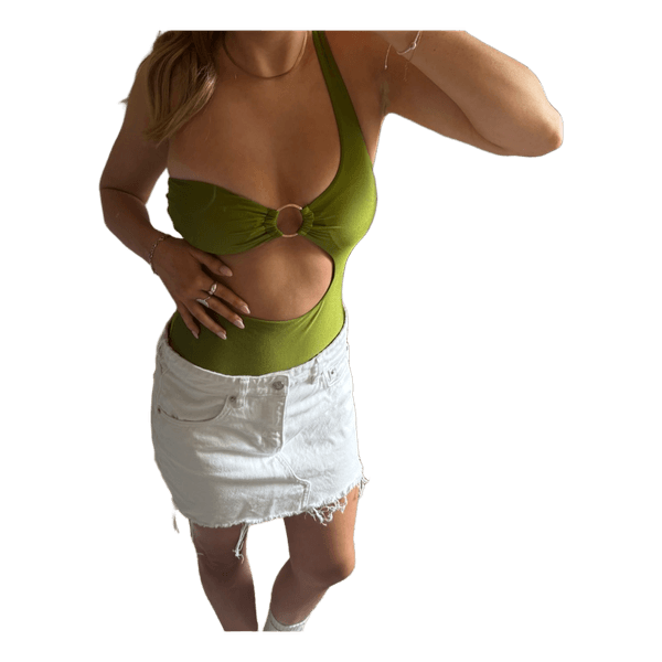 Grøn one-shoulder badedragt