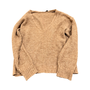 Ruskeari beige v-neule
