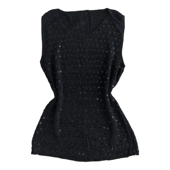 Black sequined knit top