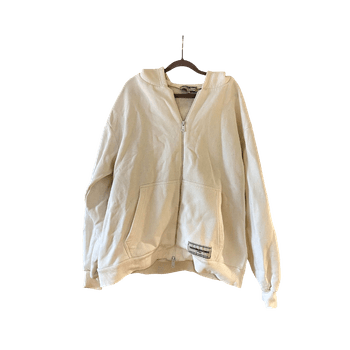 Valkoinen vetoketjullinen oversize huppari / XS/S