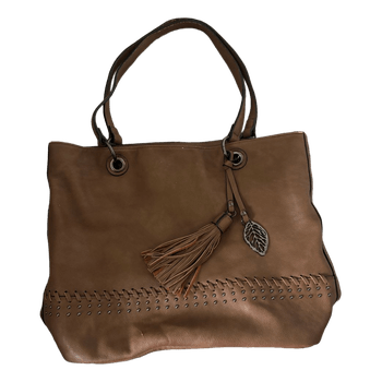 Ruskea laukku hapsuilla