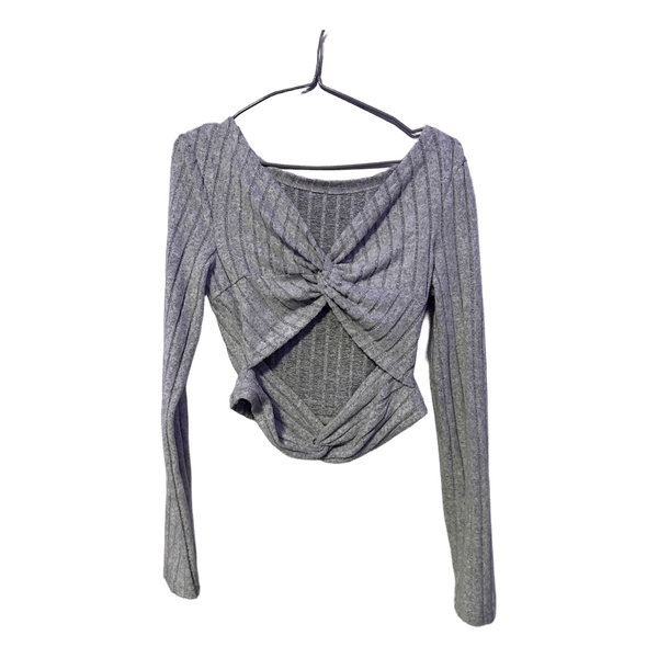Grey ribbed twist top