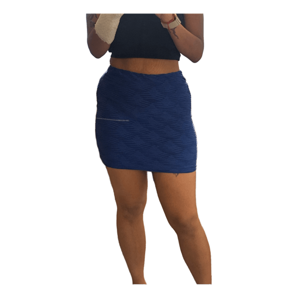 Blue textured mini skirt