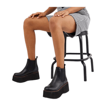 Black platform ankle boots