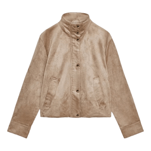 Beige faux suede jacket