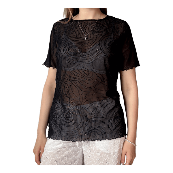 Black sheer glitter top