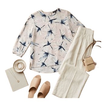 Atmosphere beautiful tropical pattern blouse (36).