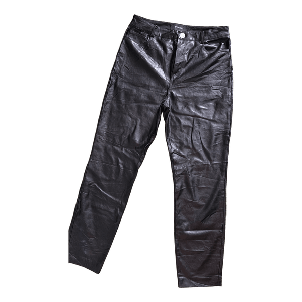 Black faux leather trousers