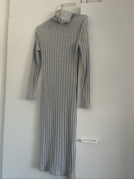 Grey ribbed turtleneck dress