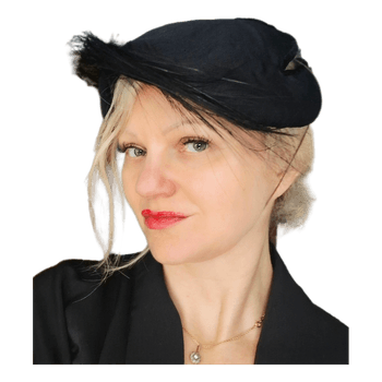 Vintage unique black feathered festive hat