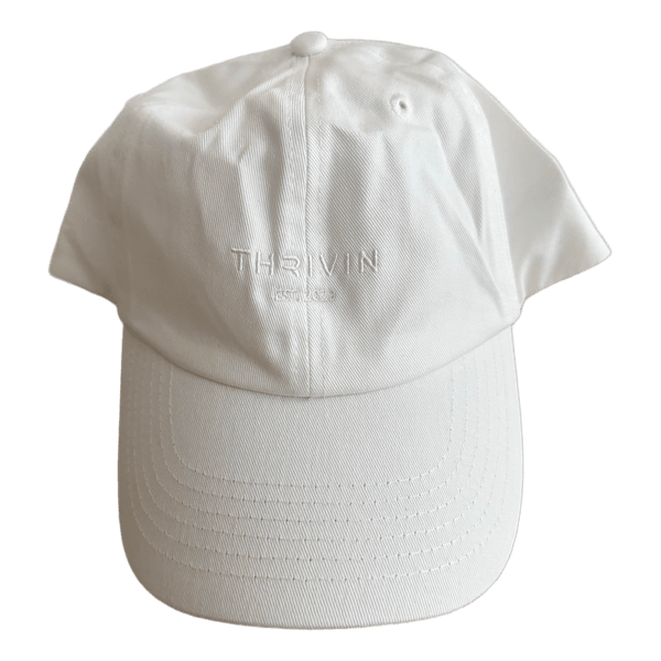 White embroidered baseball cap