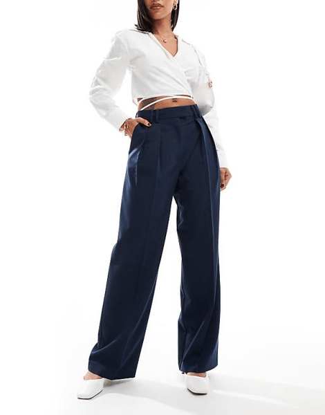 Navy tailored peg trousers