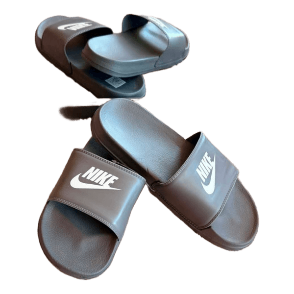 Grey Nike slides