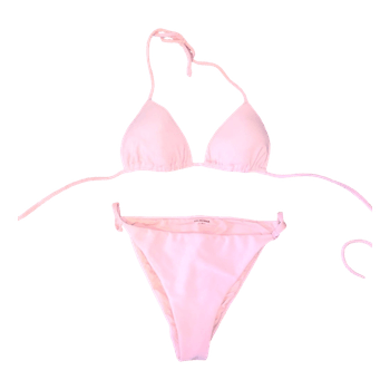 Pink velour bikini set