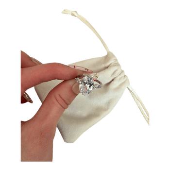 Silver oval stone ring