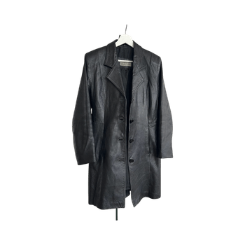 Black vintage leather coat