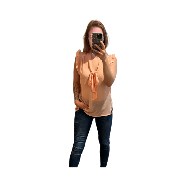 Peach ruffle blouse