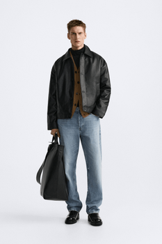 Boxy faux leather jacket