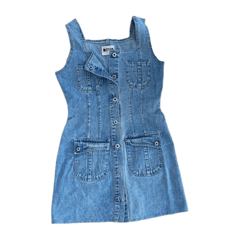 Blue denim button dress