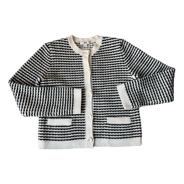 Uniqlo striped knit cardigan jacket XS black cream