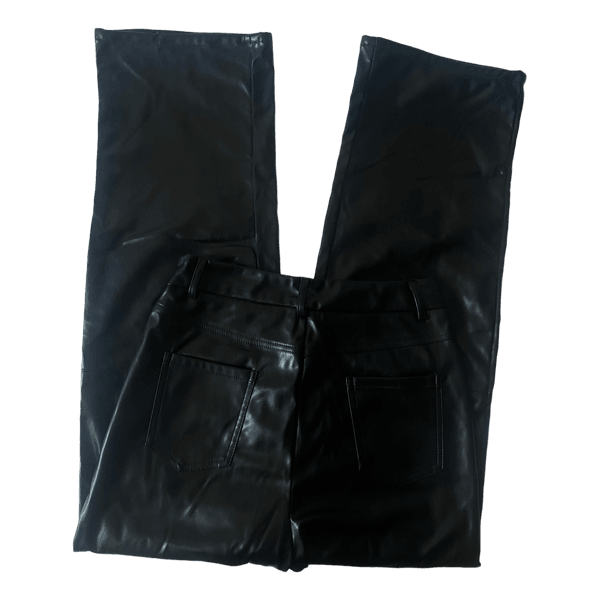 Black faux leather trousers