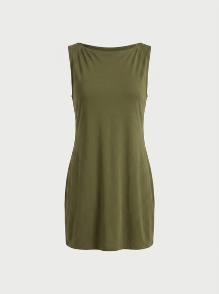 Slash neck mini dress