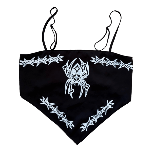 Black spider bandana top